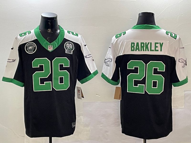 Men Philadelphia Eagles #26 Barkley Black Thanksgiving three generations 2025 Nike Vapor Limited NFL Jersey style 3->women nfl jersey->Women Jersey